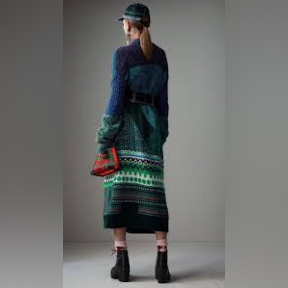 BURBERRY
Cashmere Wool Mohair
Patchwork Cardigan Coat In
Hydrangea Blue